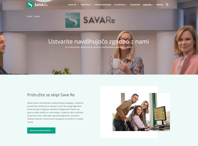 New Career webpage for Sava Re